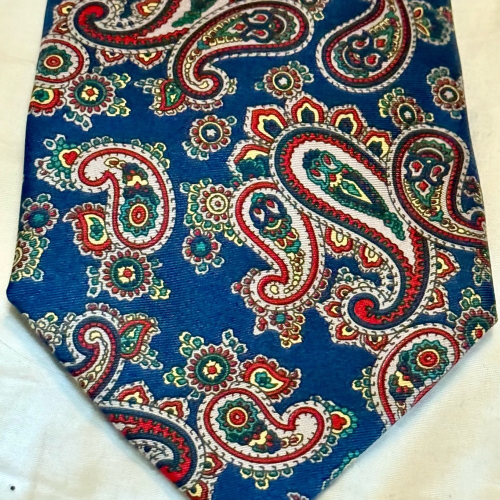 Carlo Colombo Tie for The Rack Made in Italy Blue Multicolor Paisley Silk VTG